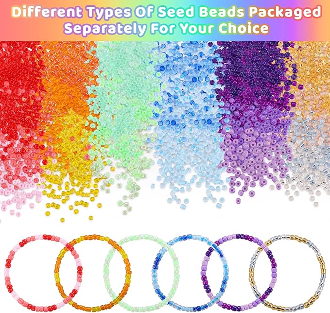 Funtopia 13000pcs 4mm Seed Beads for Jewelry Making, 5 Types 120 Colors Small Glass Beads for Bracelets, Friendship Bracelet Kit with Alphabet Letter Beads, Smile Face Beads for DIY, Art and Craft