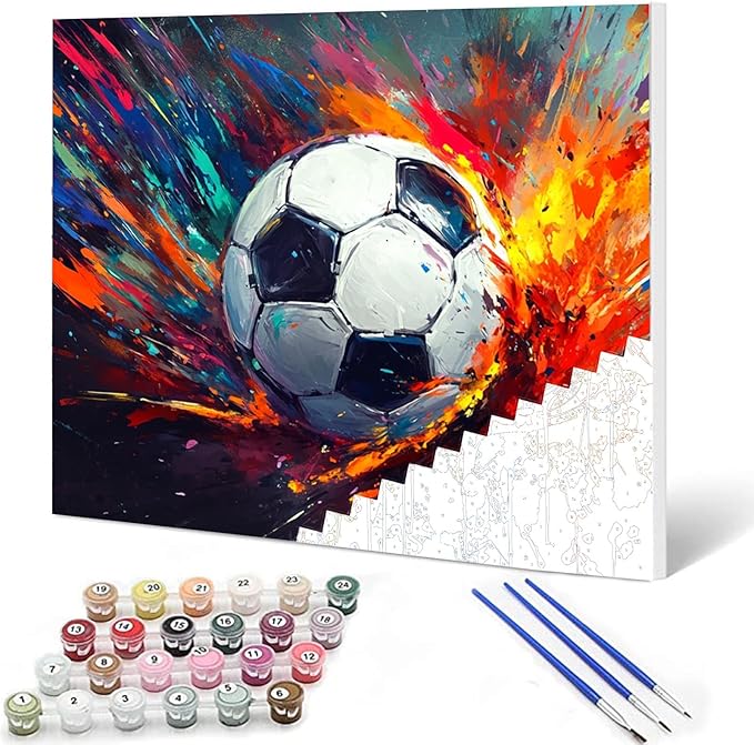 Aihonmin Paint by Numbers Kits Canvas DIY Oil Painting for Boys,Students,Adults Beginner with Brushes & Acrylic Pigment -Rugby Sports Lovers for Boys Room Wall Decor(Frameless)