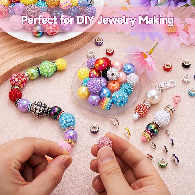 190 Pcs Beads for Pens Making, Included Rondelle Spacer Bead and 16/20mm Bubblegum Beads for Pen, Acrylic Bead for Jewelry Making, Bracelets, Beadable Pens, Christmas Gifts