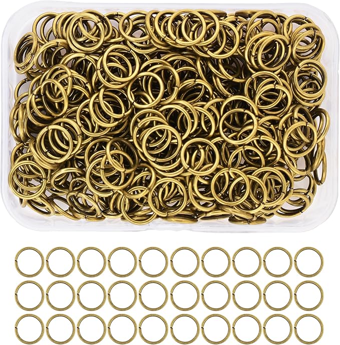 Mandala Crafts Assorted Jump Rings for Jewelry Making, 1200 PCs, 4-10mm, Antique Brass
