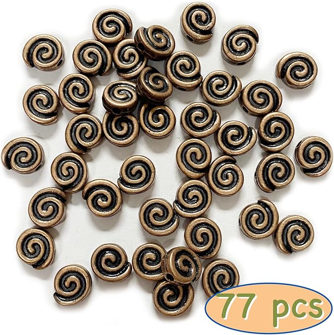 Tibetan Copper Spacer 8mm Flat Beads for Jewelry Making Supplies for Adults Small Seed Bead for Necklace Earring Bracelet Making Kit Bulk 77pcs