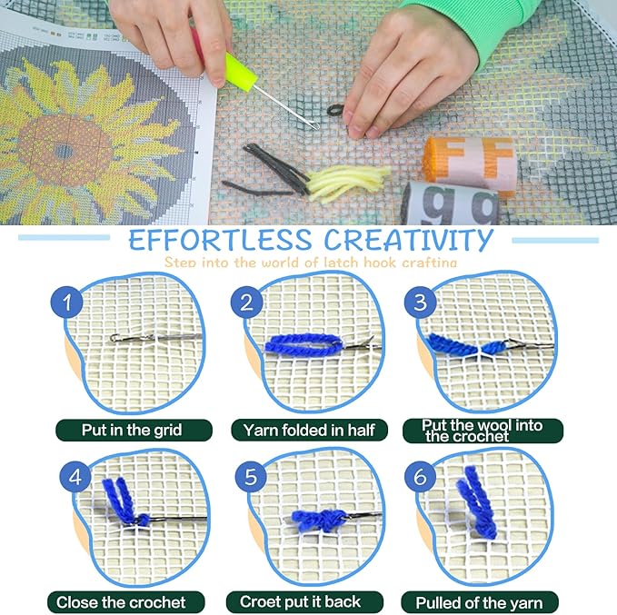 MIAOLLUN Latch Hook Kits Cushion for Beginners, Latch Hook Kits Rug, 3D Pattern Printed Canvas Christmas Door Hanging 20.4" X 14"(52X35cm)