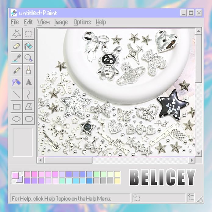 BELICEY Black Silver Junk Case Charms Kit Y2K Big Charms for Phone Junk Cases 3D Astronaut Star Bow Planet Heart Junk Phones Case Flatback Rhinestone Pearls for Customizing DIY Craft