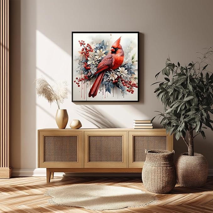 Cardinal Paint by Numbers for Adult, Cardinal Paint by Numbers Kit for Adults Beginners, DIY Acrylic Painting on Canvas for Home Wall Art Decor 16x16Inch