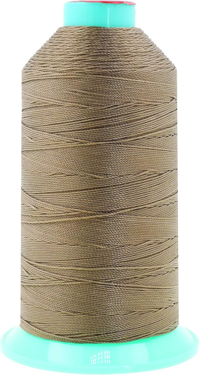 Mandala Crafts Size 207 630D T210 Bonded Nylon Thread - Dark Beige 800 YDs Tex 210 Heavy Duty Sewing Threads for Leather, Jeans, Weaving, Outdoor Marine Upholstery