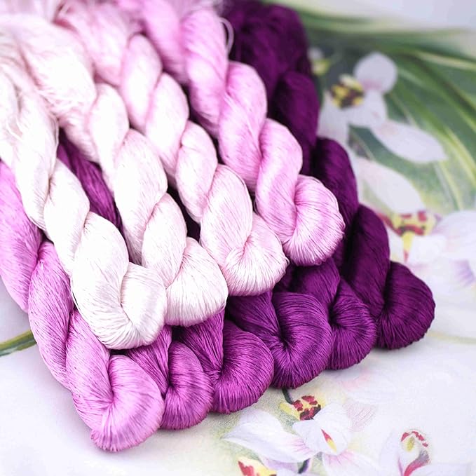 Natural 100% Silk Thread, Handmade Embroidery Thread Silk Floss 10 Colors 110m Each (65)