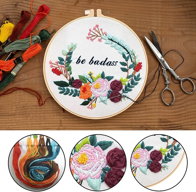 Nuberlic 3 Pack Funny Embroidery Kit, Handmade Cross Stitch Starter Kit for Beginners Adults