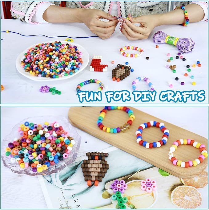megoogo 1000 pcs pony beads frosted mixed color plastic beads for craft bracelet making matte bracelets supplies for braids diy key chain