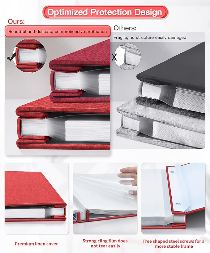 Popotop Photo Album Self Adhesive Scrapbook Album for 4x6 5x7 8x10 Pictures DIY Photo Book as Scrapbooking Supplies Kits, Birthday Gifts for Women Mom Wedding Baby Family Travel