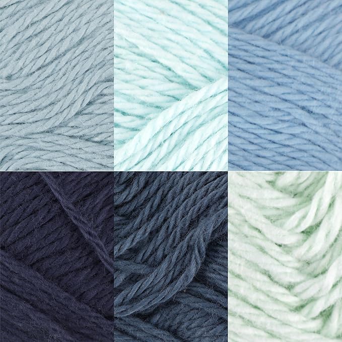 JubileeYarn Cotton Select Yarn - 50g/Skein Sport Weight - Thundershower Colorway - 6 Skeins