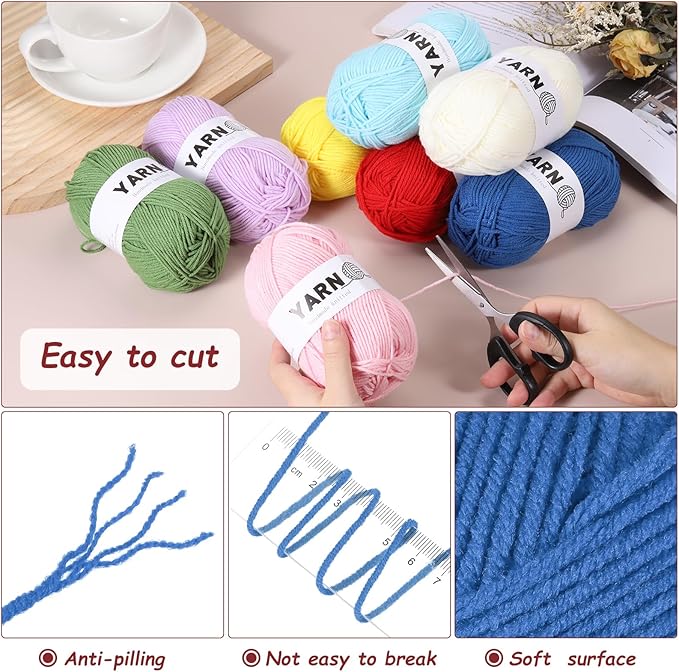 3Pcs Dark Blue Acrylic Yarn 400 Yard 4 Ply Soft Crochet Yarns Sport Weight Yarn,[for DIY Crocheting Knitting Craft Blankets Hats]-150g