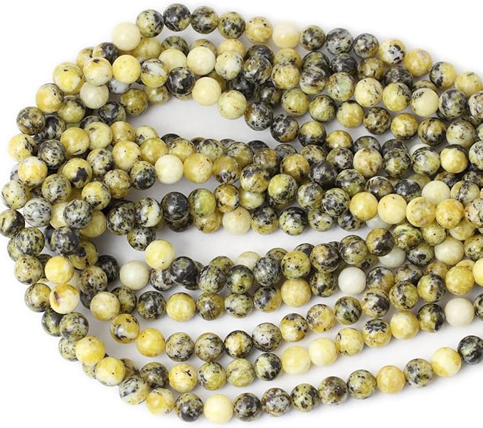 cheavian 45pcs 8mm natural yellow turquoise gemstone round loose beads stone beads for jewelry making diy materials 1 strand 15"