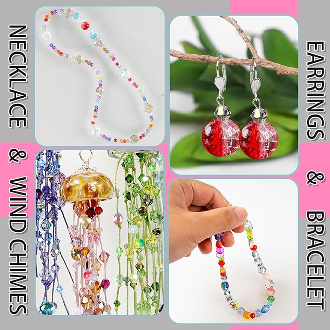 christmas glass beads for jewelry making,1272 pcs colorful rainbow ab color craft crystal beads with loose beads sparkly beads hole drilled for diy christmas bracelets necklace wristband earring craft