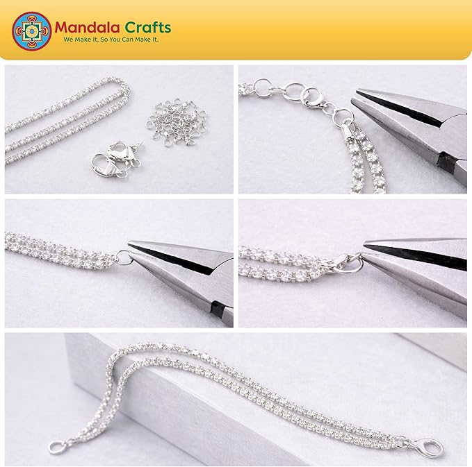 Mandala Crafts 300 Pcs Silver Cup Chain Ends SS12 SS16 SS18 SS20 SS24 SS30 Rhinestone Chain Connectors Jewelry Finding Kit for DIY Iced Out Bracelet Necklace Earring Charm Pendant Making