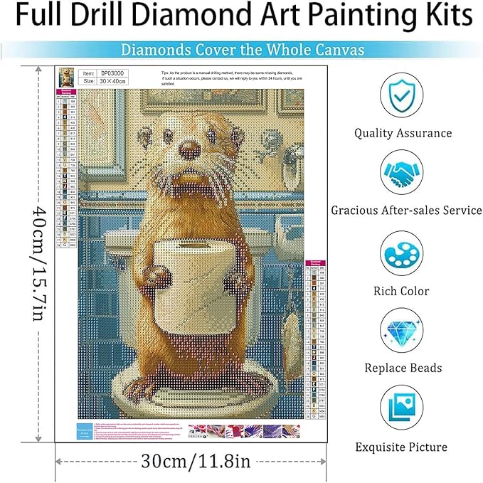 ARPADAMO Diamond Art Kits for Adults,5D Funny Diamond Painting DIY Otter Diamond Art Diamond Painting Kits for Adult,Round Full Drill Diamonds, Diamond Art Kits for Home Decor-12x16inch