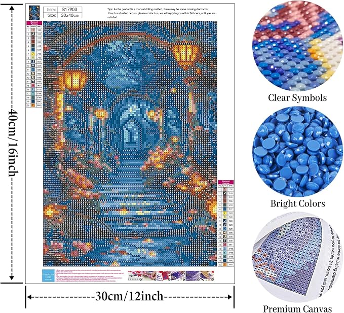 Flower Landscape Diamond Art Kits for Adults, Night View Diamond Painting Kit for Adults Beginners, 5D DIY Diamond Painting with Round Gem Art Kits for Home Wall Decor 12x16 Inch