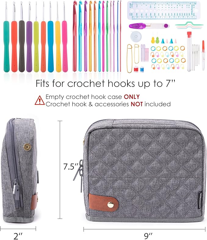 Empty Crochet Hook Case - Stand Up Organizer with 30 Slots for Hooks & Needles, Accessories - Needles Set for Lovers, Kit for Beginners