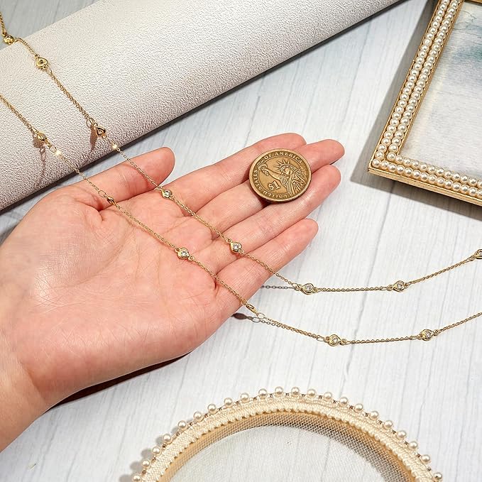 3.28 Feet 1M Clear Cubic Zirconia Heart Link Chains Real 18K Gold Plated Cable Link Chain Unwelded Metal Chain for Jewelry Necklace Making