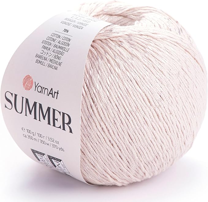 YarnArt Summer – Lightweight Glittery Yarn, 70% Mercerized Cotton, 30% Viscose – Sparkly Knitting & Crochet Yarn for Shawls, Clothes & Accessories (07)