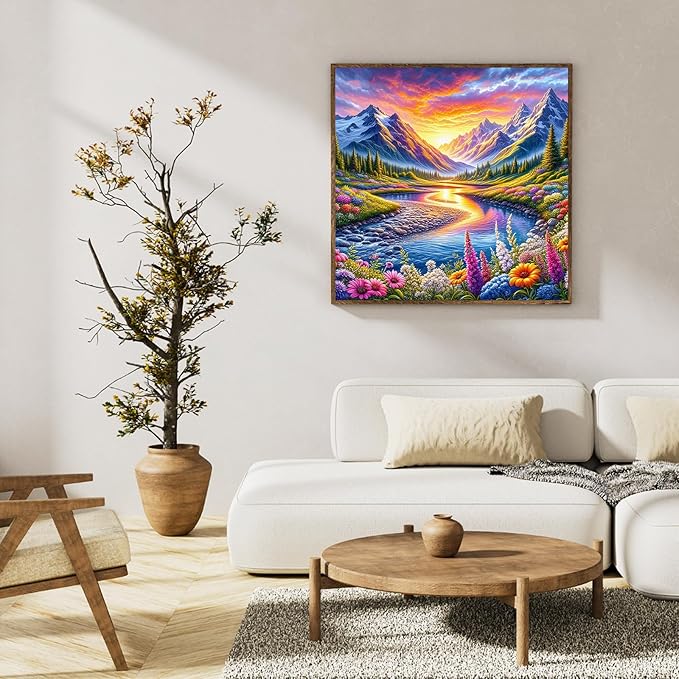 Paint by Numbers Kit for Adults Beginner Snow Mountain, Adult Paint by Number Kits on Canvas, Natural Landscapes DIY Acrylic Oil Painting by Numbers for Adults, Perfect for Home Wall Decor 16X16 Inch