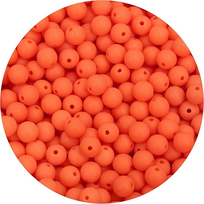 bonny boxx 500pcs 8mm matte orange-red acrylic round beads, frosted plastic resin bubblegum balls chunky gumball beads for necklace and bracelet making, crafting supplies