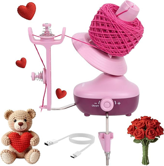 Yarn Winder, Electric Yarn Ball Winder for Crocheting, Compact Yarn Cake Winder Strong Tension Stepless Speed Automatic Yarn Spinner, Thoughtful Gifts for Knitting Lovers(Purple)