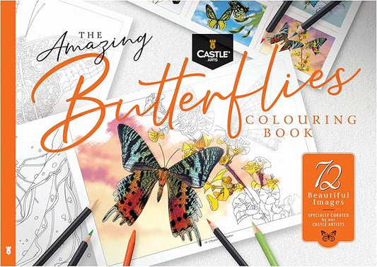 Castle Arts Butterflies Colouring Book | 72 Amazing Beauties Curated by in-House Artists with Colour Reference Guide | No Show-Through Artist Grade Paper | Collectable Landscape A4 Size (Butterflies)