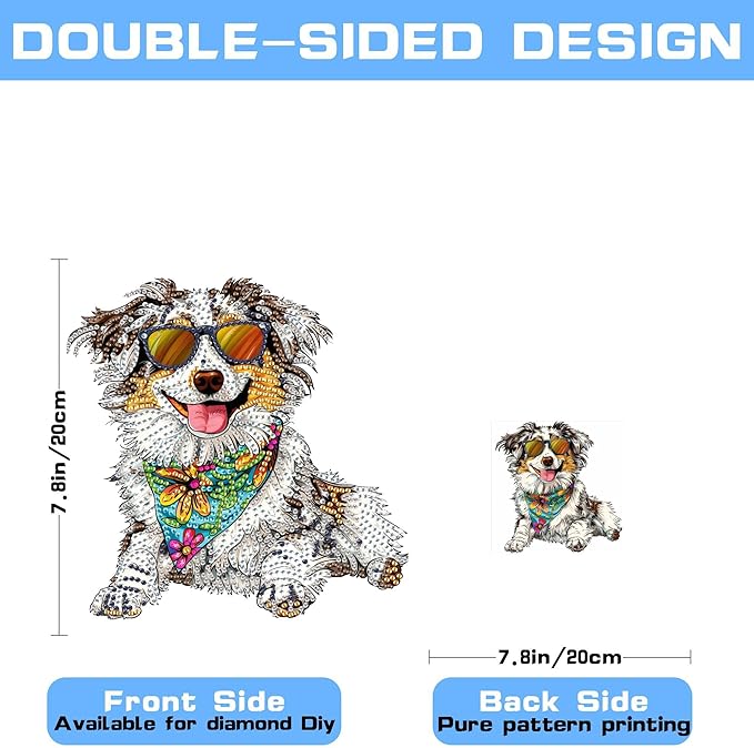 VAIIEYO 5D DIY Dog Diamond Art Hanging Ornament, Animal Diamond Painting Suncatchers Window Hanging Kit with Chain, 7.5x7.5 inch Crystal Pendant Art Craft for Gift Home Wall Front Door Decoration