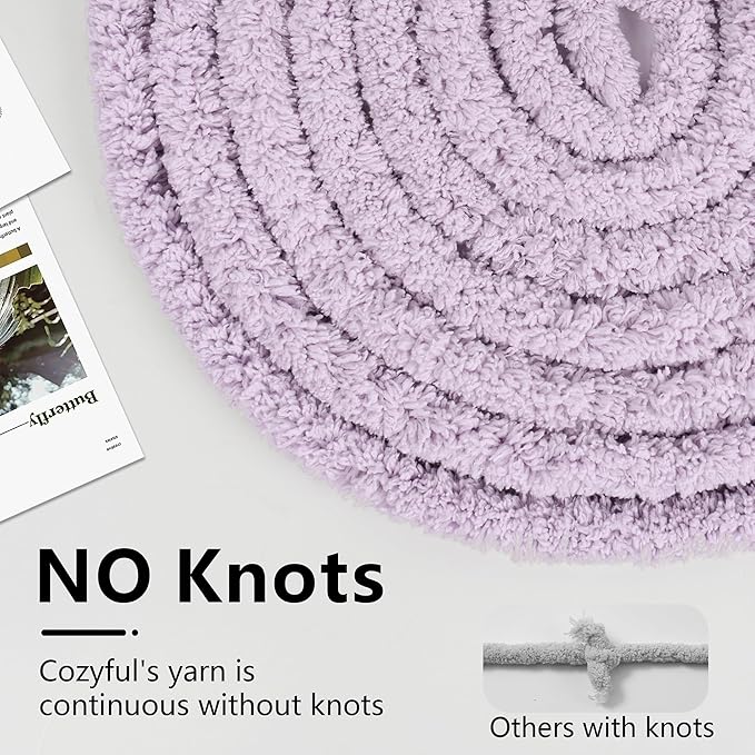 Chunky Yarn for Hand Knitting - #10 Chunky Chenille Yarn, Jumbo Big Thick Chunky Yarns for Crocheting, Super Bulky Chunky Knit Blanket Yarns, 8 Skein (25 yds 8 oz Each Skein), Lavender Fog