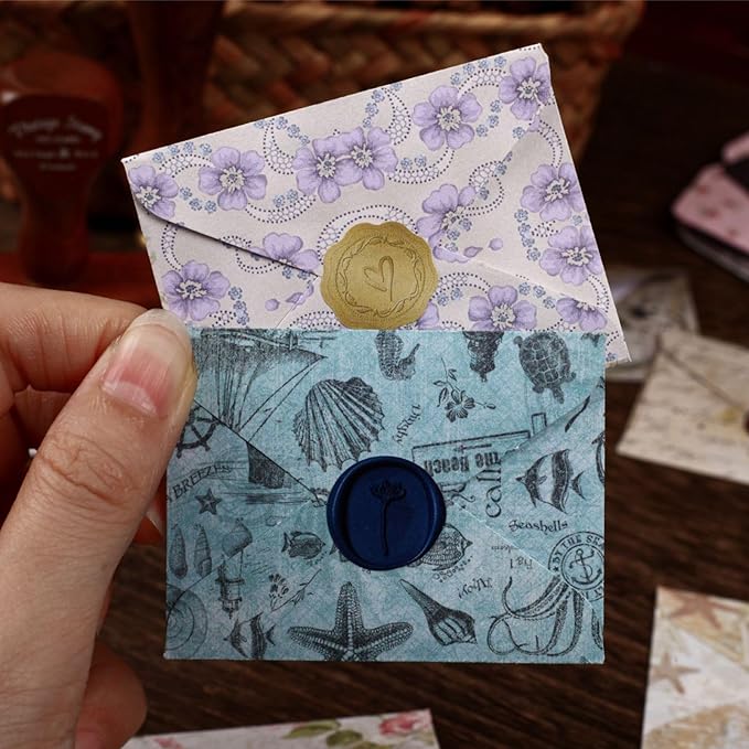 120 PCS Vintage 3D Mini Mechanism Envelope Stickers, Aesthetic Decorative 3D Foldable Envelope Background Scrapbook Stickers for DIY Diary Junk Journal Handbook Journaling Scrapbooking Supplies Kit