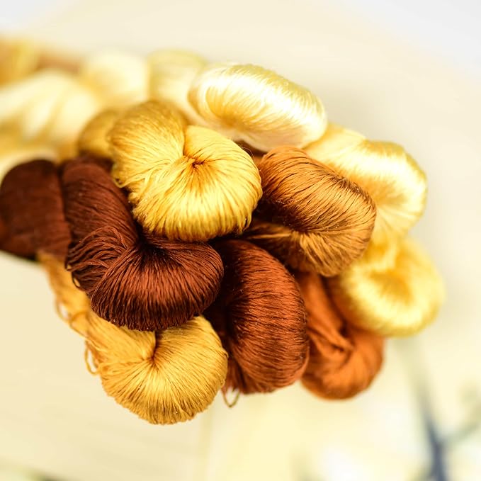 Natural 100% Silk Thread, Handmade Embroidery Thread Silk Floss 9 Colors 110m Each (27)