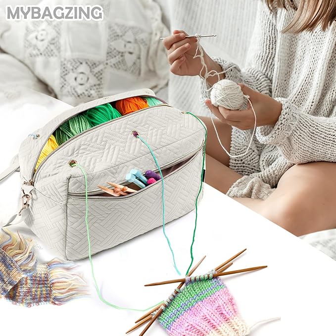 Crochet Bag Organizer - Knitting Bag - Yarn Storage Organizer - Yarn Bag for Crocheting - Yarn Holder for Crochet Accessories, Crocheting & Knitting Gifts