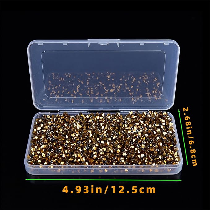 laopottbeads 1100pcs 4mm bicone crystal glass beads for jewelry making, sparkling mini beads for suncatchers, diy bracelets & craft projects (coffee gold)