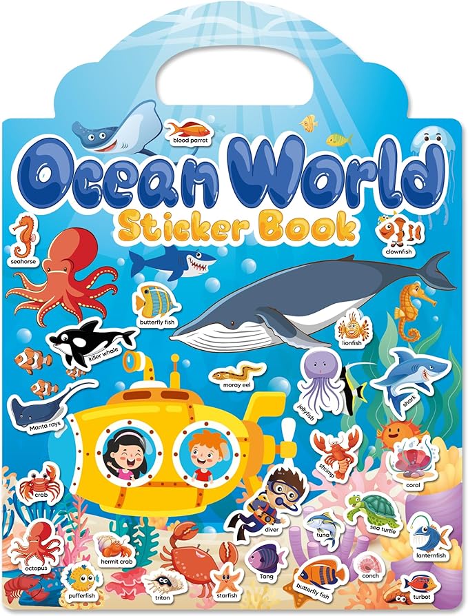 walenced reusable sticker book for toddlers, stickers for kids, toddler craft activities, toddler travel toys ages 3 and up boy girl birthday gifts