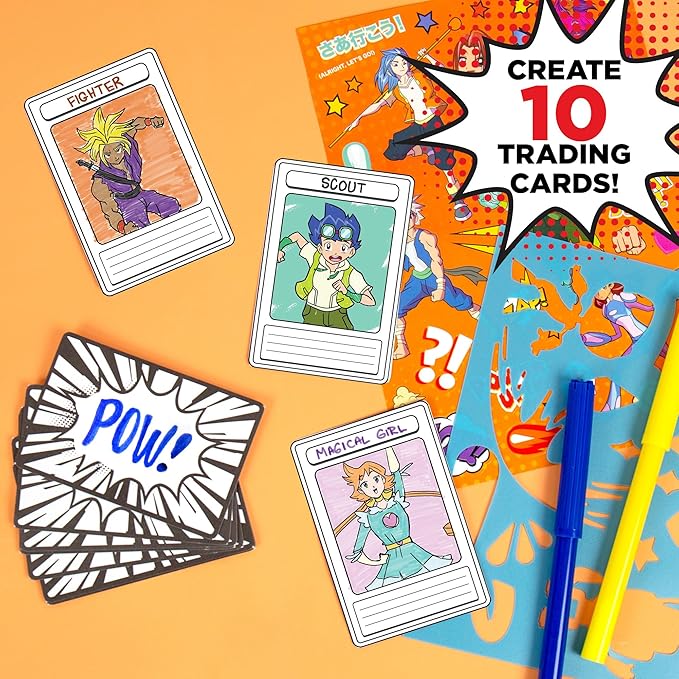 Made By Me Anime Color & Design Artist Set, 22-Piece Art Set, How to Draw, Create Comics, Make Manga & Sketchbook, Gifts for Enthusiasts, Arts & Crafts for Kids 6+