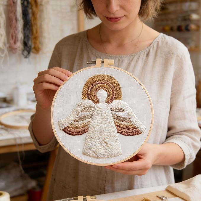 REEWISLY 4set Christmas Embroidery Kit for Adults Beginners, 4 Nativity Patterns with 2 Hoops, Cross Stitch Kits for Beginners, Embroidery Starter Kit with Floss & Needles