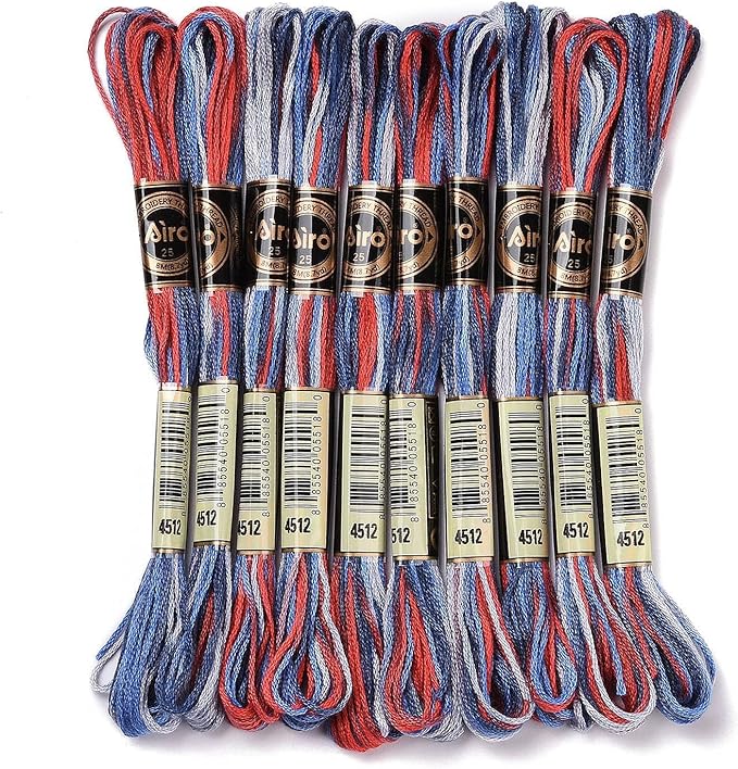 FASHEWELRY 10 Skeins Embroidery Floss Friendship Bracelet String Threads 6-Ply 0.5mm Royal Blue Cross Stitch Embroidery Thread for Sewing Bracelet Making Stitching Crafts