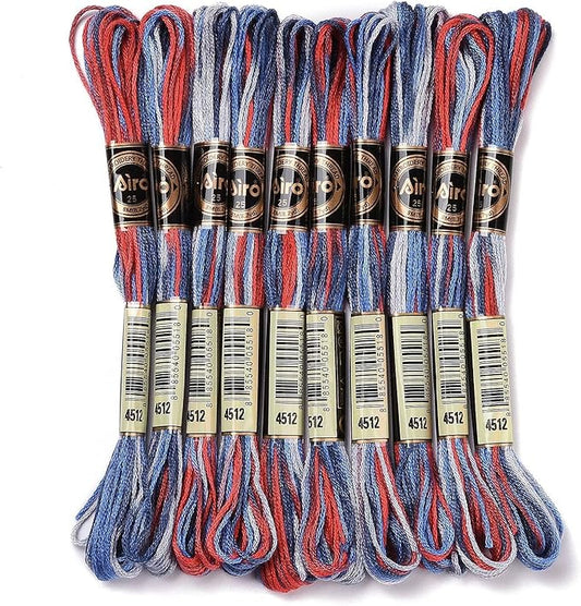 FASHEWELRY 10 Skeins Embroidery Floss Friendship Bracelet String Threads 6-Ply 0.5mm Royal Blue Cross Stitch Embroidery Thread for Sewing Bracelet Making Stitching Crafts