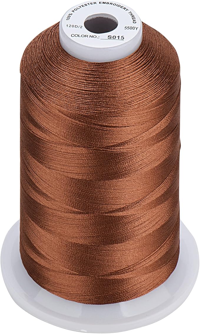 Simthread - 33 Selections - Various Assorted Color Packs of Polyester Embroidery Machine Thread Huge Spool 5500Y for All Sewing Embroidery Machines - 3 Different Brown Colors