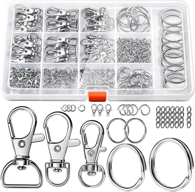 LEOBRO Keychain Making Kit, 265PCS Keychains Clips and Key Rings, Well Crafted Sturdy Key Chain Making Kit, Key Chain Rings, Keychains Hooks, for Key Chains, Lanyard, Jewelry Making, Crafts, Silver