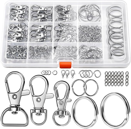 LEOBRO Keychain Making Kit, 265PCS Keychains Clips and Key Rings, Well Crafted Sturdy Key Chain Making Kit, Key Chain Rings, Keychains Hooks, for Key Chains, Lanyard, Jewelry Making, Crafts, Silver