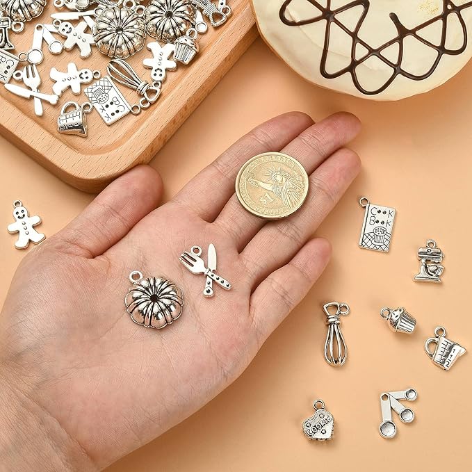 DanLingJewelry 100Pcs 10 Styles Baking Charms Cupcake Bakery Coffee Egg Beater Cookies Charms for DIY Jewelry Making