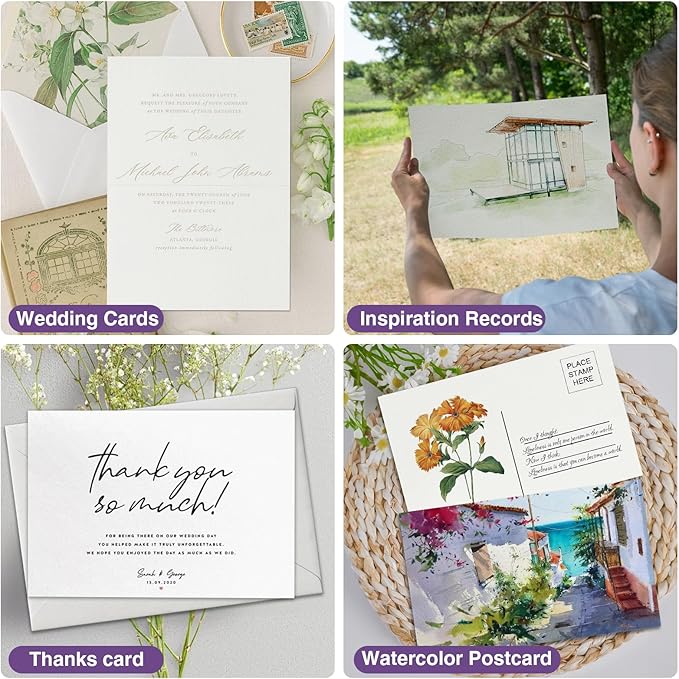 30 Pack Blank Foldable Watercolor Cards with Envelopes 4"x6", 10 Sheets Watercolor Postcards, 140lb/300gsm Heavyweight 100% Cotton Cards for Painting, Greeting, Birthday Valentine