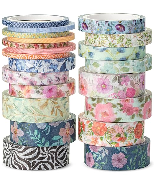 Mr. Pen- Washi Tape Set, 21 Rolls, Assorted Size, Floral Vintage, Washi Tape for Journaling