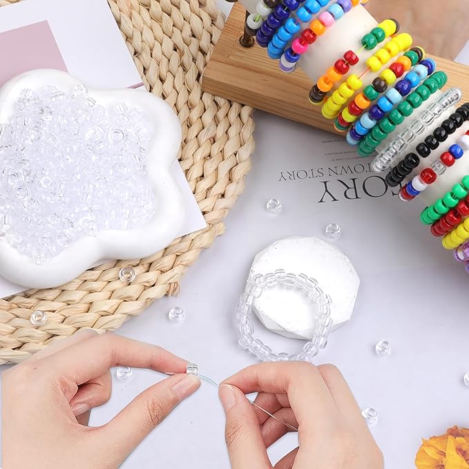 Plastic Pony Beads, 1000 Pcs, 6x9mm, for Bracelet, Hair Braiding, Friendship Bracelets, Jewelry Making (Transparent)