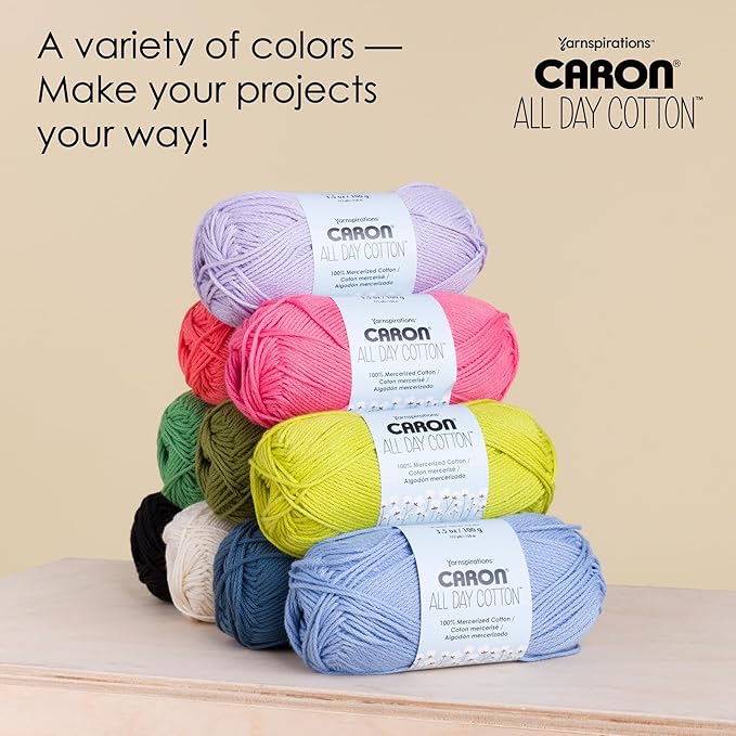 Caron All Day Cotton - 3 Pack of 173 Yards/3.52 oz Gray 100% Mercerized Cotton Yarn