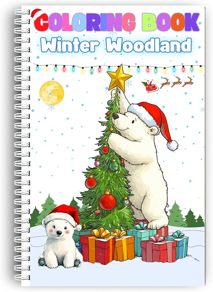 Winter Woodland Coloring Book for Toddlers Ages 3+ – Cute Animals, Snowy Forest Fun, and Easy Holiday Coloring Pages – Thick 199 GSM Paper – Spiral Bound – 5.5x8.5 in