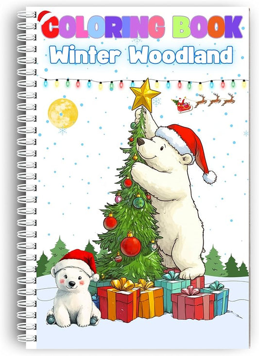 Winter Woodland Coloring Book for Toddlers Ages 3+ – Cute Animals, Snowy Forest Fun, and Easy Holiday Coloring Pages – Thick 199 GSM Paper – Spiral Bound – 5.5x8.5 in