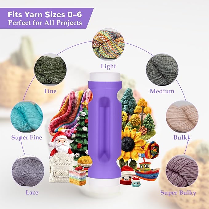 Crochet Loop Guide for Beginners, Durable Plastic 4" Crochet Holder with 6 Replaceable Sponges, Reusable Yarn Guide Tool Accessories for All Yarn Types, Easy Start Crochet Ring Aid (Purple)