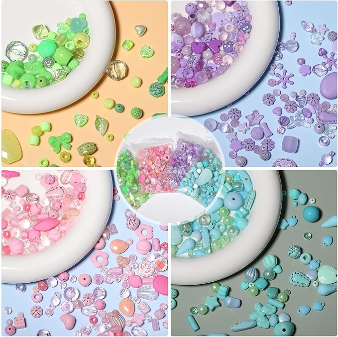 7.5 OZ Assorted Vintage Acrylic Beads for Jewelry Making, Song Xi Unique Flower Rose Czech Beads for Bracelet Earrings, Bohemia Style, Bulk, Arts and Crafts, DIY Holiday Gift (240-260 PCS, Mixed-0)